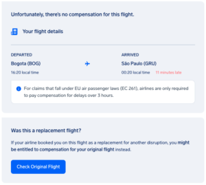 Screenshot of AirHelp initial screening